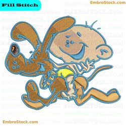 Child Riding Dog Embroidery Design 26