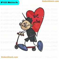 Child Riding Scooter Embroidery Design 5