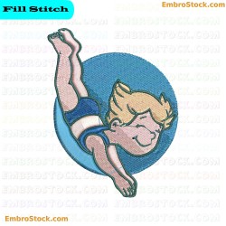 Child Swimming Embroidery Design 35