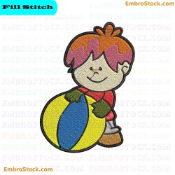 Child With Beach Ball Embroidery Design 11