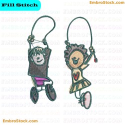 Children At Play Embroidery Design 2