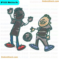 Children Playing Ball Embroidery Design 8