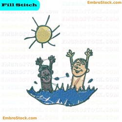 Children Playing Under The Sun Embroidery Design 5