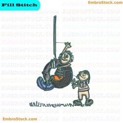 Children Playing With A Tire Swing Embroidery Design 14