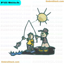 Childrens On Fishing Theme Embroidery Design 11