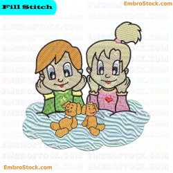 Childrens Pajama Party Embroidery Design 1