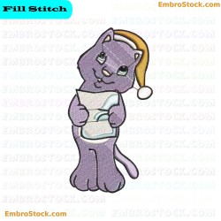 Christmas Caroling Cat Embroidery Design 3