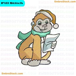 Christmas Monkey Embroidery Design 8