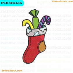 Christmas Stocking With Sweets Embroidery Design 3