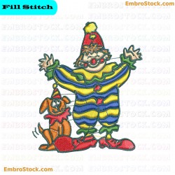 Circus Clown And His Dog Embroidery Design 3