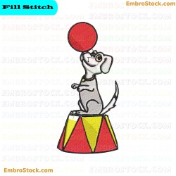 Circus Dog Performing Trick Embroidery Design 19