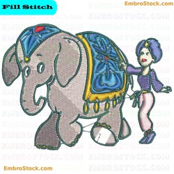 Circus Elephant And Performer Embroidery Design 23