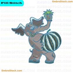 Circus Elephant Embroidery Design 3