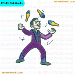 Circus Performer Juggling Embroidery Design 12