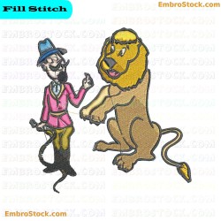 Circus Trainer And Lion Embroidery Design 3