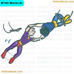 Circus Trapeze Artists Embroidery Design 11