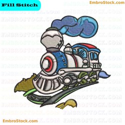 Classic Steam Locomotive Embroidery Design 13