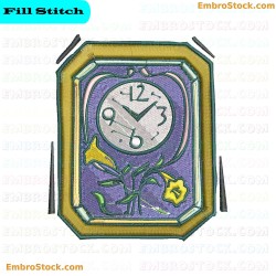 Clock Embroidery Design 6