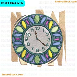 Clock Embroidery Design 7