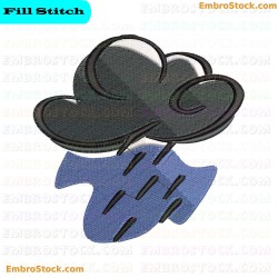 Cloud And Rain Embroidery Design 2