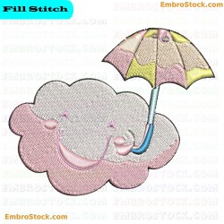 Cloud And Umbrella Embroidery Design 8