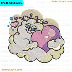 Cloud Embracing Heart Of Love Embroidery Design 12