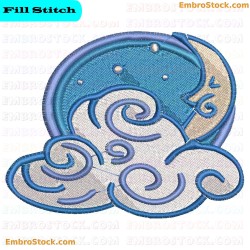 Cloud Embroidery Design 5