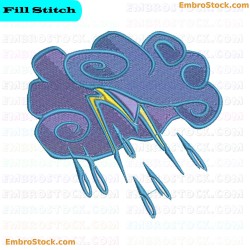 Cloud With Lightning Embroidery Design 1