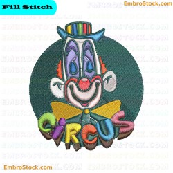 Clown Face Embroidery Design 14