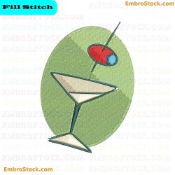 Cocktail Glass Embroidery Design 1