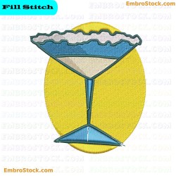 Cocktail Glass Embroidery Design 4