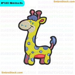 Colorful Giraffe Embroidery Design 4