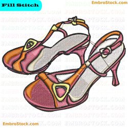 Colorful High Heeled Shoes Embroidery Design 1