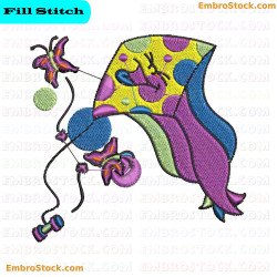 Colorful Kite Embroidery Design 6