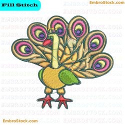 Colorful Peacock Bird Embroidery Design 54