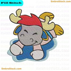 Colorful Reindeer Character Embroidery Design 5