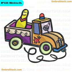 Colorful Toy Car Embroidery Design 70