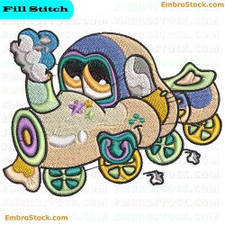 Colorful Train Embroidery Design 2