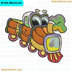Colorful Train Embroidery Design 5