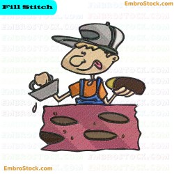 Construction Worker Embroidery Design 3