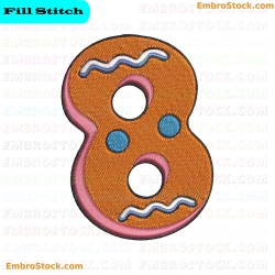 Cookie Number Eight Embroidery Design 8