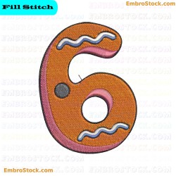 Cookie Number Six Embroidery Design 6