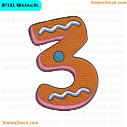 Cookie Number Three Embroidery Design 4