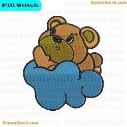 Cool Bear On Cloud Embroidery Design 13