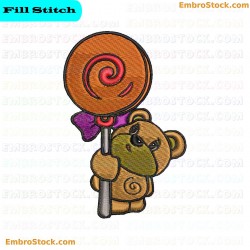 Cool Bear With Lollipop Embroidery Design 15