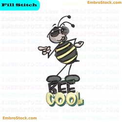 Cool Bee Embroidery Design 33