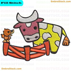 Cow And Bird Embroidery Design 3