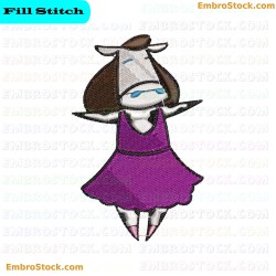 Cow In Purple Dress Embroidery Design 3