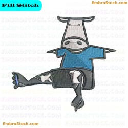 Cow Wearing Skates Embroidery Design 4