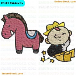 Cowboy And Horse Embroidery Design 2